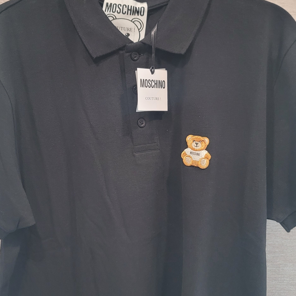 Moschino Black Polo Shirt with Bear Patch